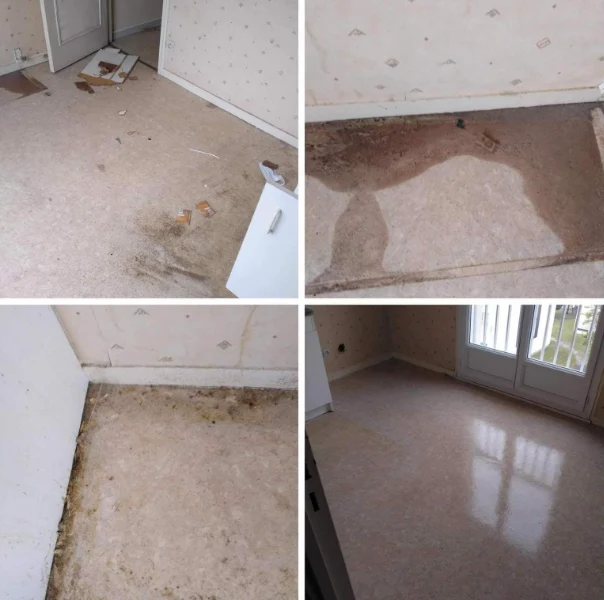 Sol d'un logement encrassé avant et après remise en état à Metz